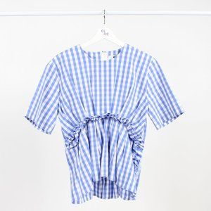 MSGM Ruched Gingham Shirt